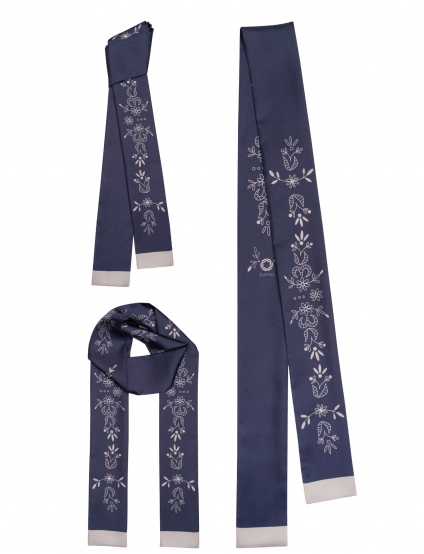 Картинка  Шовкова стрічка Twilly «Мереживо» Navy